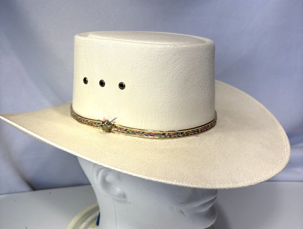 Extra Fino Rocha Hats Ivory Color Coated Straw Cowboy Cowgirl Hat Size 6 3/4
